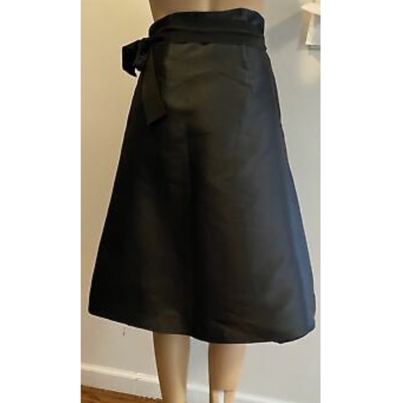 TIA CIBANI black poly/silk blend wrap skirt SZ 4 - Picture 3 of 4